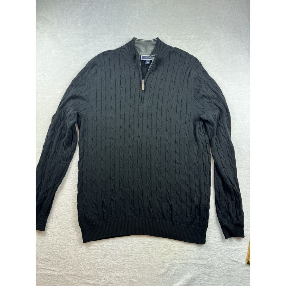 CLUB‎ ROOM Men Deep Black Classic-Fit Quarter-Zip Sweater SZ XL Preppy Old Money